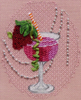 8113 Strawberry Daiquiri Leigh Designs 18 Mesh 4" x 5" Summer Sips Canvas Only Inquire If Stitch Guide Is Available