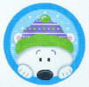 NP06 Peeking Polar Bear 4 Dia. 18 Mesh With  Stitch Guide Pepperberry Designs 