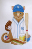 1054 Cust	Baseball Cat - custom logo  12 x 16  #18 Mesh  Jane Nichols Needlepoint
