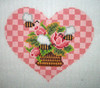 CO22A Pink and Ivory Christmas Rose Heart 4 x 4 18 Mesh CanvasWorks