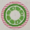 RD 081 Lime 18 Mesh 3.5" round Includes monogram chart Rachel Donley Needlepoint Designs