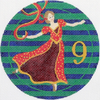 JULIE THOMPSON 188609 9 Ladies Dancing 4.5" diameter 18 Mesh WITH STITCH GUIDE