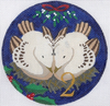 188602 2 Turtle Doves 4.5" diameter 13 Mesh WITH STITCH GUIDE JULIE THOMPSON