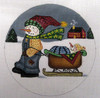 LK-41 Snowman and Sled 5” Round 18 Mesh LAURIE KORSGADEN