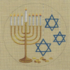 7807 Hanukkah 5”R 18 Mesh Leigh Designs Canvas Only Inquire If Stitch Guide Is Available