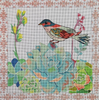 JB-07 Succulent with bird 12" x 12" 18 Mesh Janet Broxon Love You More