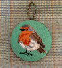 T1 Robin Redbreast  4.25" round 13 Mesh Blue Ridge Stitchery