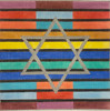 APEA139 MULTICOLOR STRIPES SINGLE STAR TEFFILLIN  9 x 9 13 Mesh Alice Peterson Designs