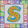 X-163 Letter T  Animal Alphabet 8 ¼" x 8 ¼" 13 Mesh Treglown Designs