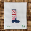 TLM‐3 Union Jack Wellie – Red.Pink.Navy 2 3/8”W x 4”H 18 Mesh Tout le Monde Needlepoint, LLC