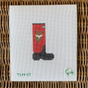 TLM‐27 Tally Ho Wellie – Fox and Holly  2 3/8”W x 4”H 18 Mesh Tout le Monde Needlepoint, LLC