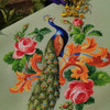 Peacock and Scrolling Roses -A Antique Needlework Design
