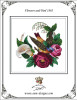 Flowers and Bird 1863 -A 110w X 109h Stitches Antique Needlework Design