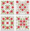 Christmas Poinsettia Biscornu Ornaments 42w x 42h Each With satin stitches Kitty And Me Designs