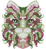 Colorful Cat Mistletoe 95 wide X 103 high Kitty And Me Designs