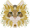 Colorful Cat Sunflower 103w x 94h Kitty And Me Designs