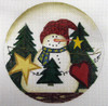 LK-39 Snowman Happy Holidays 5" Round 18 Mesh LAURIE KORSGADEN