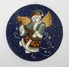 LK-49 Snow Angel Snowman And Mandolin 5" Round 18 Mesh LAURIE KORSGADEN