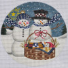 LK-53 Snowman Family Ornament 5" Round 18 Mesh LAURIE KORSGADEN