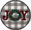 DS1123 GINGHAM JOY ORNAMENT 4" Diameter 18 Mesh AMERICAN FOLK ARTIST - DIANNA SWARTZ