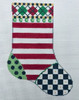 Christmas KPS 1  Christmas Stocking-Red Horizontal Stripes 7" x 5" 18 Mesh Kangaroo Paw Designs