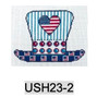 Patriotic USH23 2 Uncle Sam's Hat-Flag Heart w/stripes 3.5" x 5" 18 Mesh Kangaroo Paw Designs