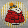 PEANUTS FOOTBALL - SNOOPY IN PUFFER COAT ROUND  5" Round 18 Mesh Officially Needlepoint PNTS-WINTER6
