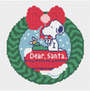 PEANUTS CHRISTMAS - SNOOPY DEAR SANTA WREATH 6.5" x 6.625" 13 MESH Officially Needlepoint PNTS-XMAS06