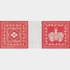 Wg11035 Coral Red and Butter 4-4 X 4   18 ct Whimsy And Grace COASTERs