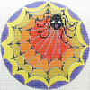 11595 HAL round ornament/ web and spiders 4.5" diam 18 Mesh Patti Mann 