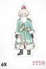 Christmas Victorian Santa 6X Green Coat/ Holding Teddy Bear 2 1/2" x 5 1/2" 18 Mesh MM Designs