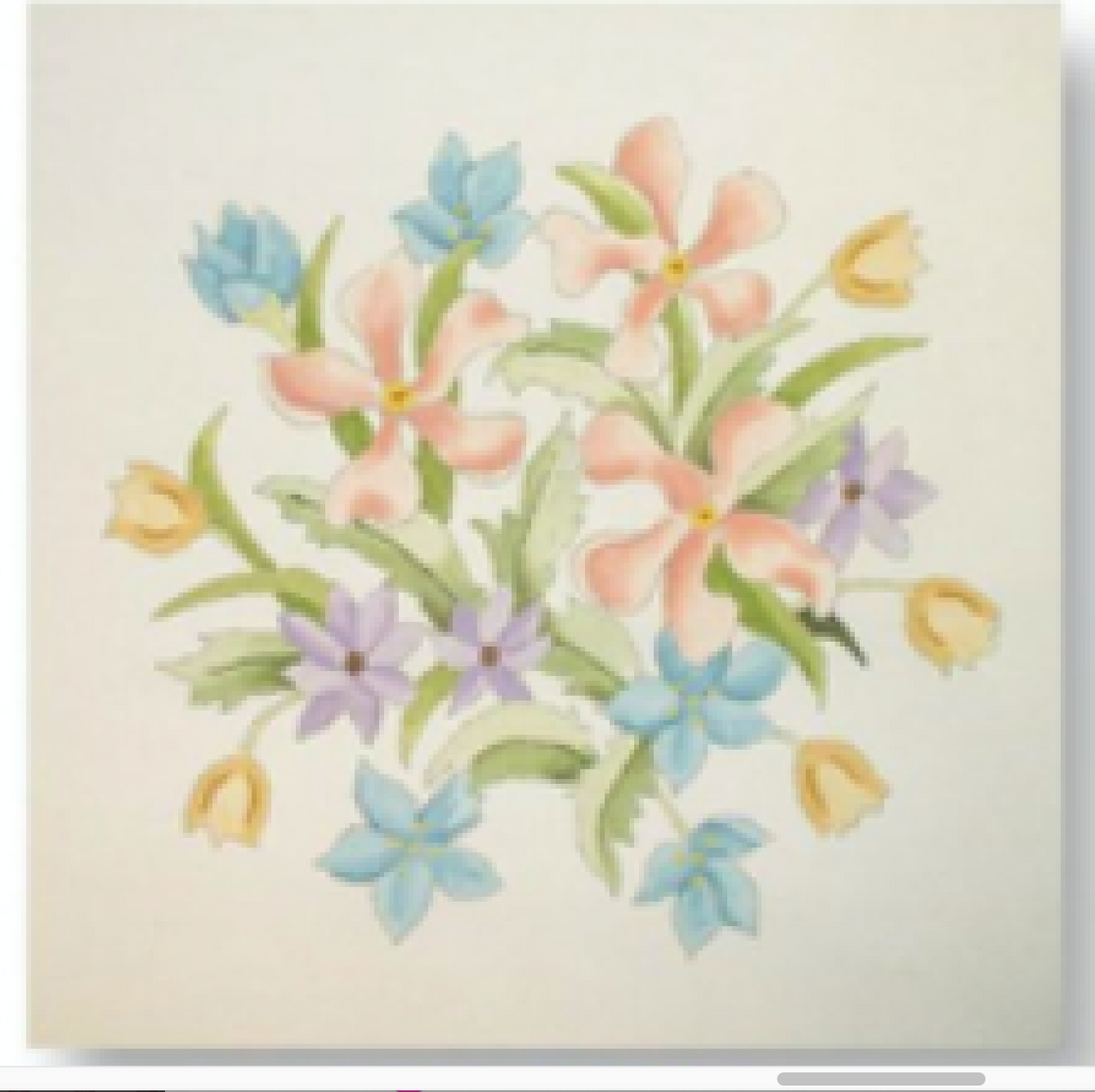 Bettieray Designs Floral Hand painted Needlepoint Canvas 18 Mesh