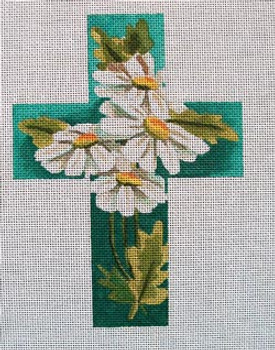 Ann Wheat Pace 105AJ Large Cross 18 Mesh 6.75"x 9"` White Daisies