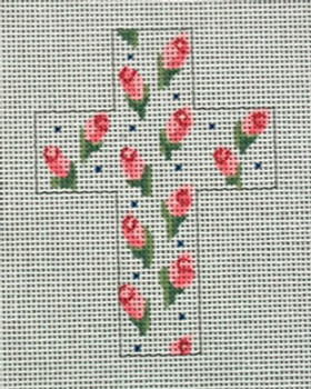 Ann Wheat Pace 102O Small Cross 18 Mesh 2.5" x 3.5" Rosebuds