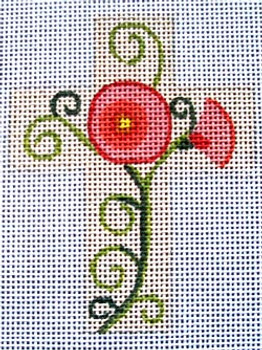 Ann Wheat Pace 102AE Small Cross 18 Mesh 2.5" x 3.5" Poppies