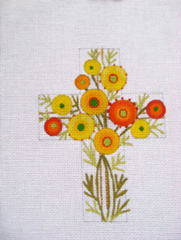 Ann Wheat Pace 103T 18 Mesh 4"x 5.5"  Yellow Field Flowers