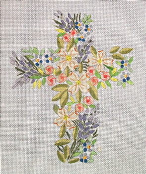 Ann Wheat Pace 104B 18 Mesh 6" x 8" Dogwood, Roses, and Forget-me-nots Cross