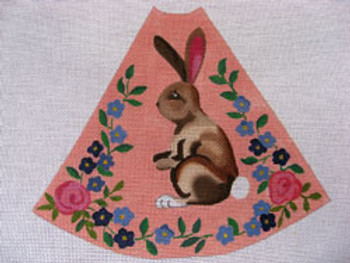 Ann Wheat Pace 210A 13 Mesh Tree Skirt Section 9.75" x 11.25" Brown Bunny on Peach