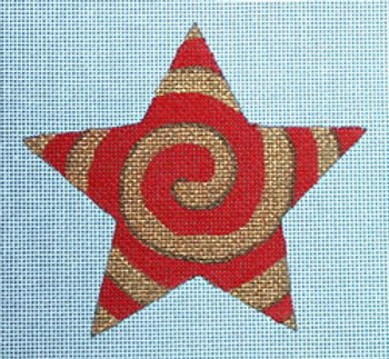 Ann Wheat Pace 301B Spiral Star 18 Meshh 4.5" x 4.5" Red/Gold
