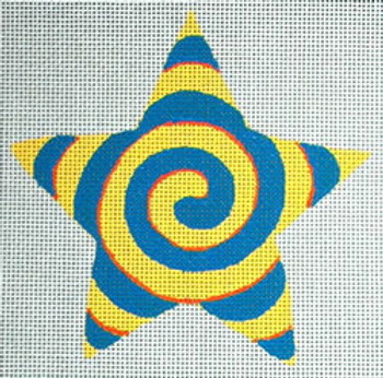 Ann Wheat Pace 301F Spiral Star 18 Mesh 4.5" x 4.5" Yellow/Turquoise 