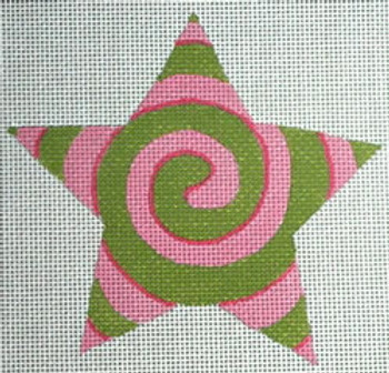 Ann Wheat Pace 301C Spiral Star 18 Mesh  4.5" x 4.5"  Pink/Green 