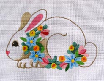 Ann Wheat Pace 410B Floral Bunny 18 Mesh 3.75" x 5.5"