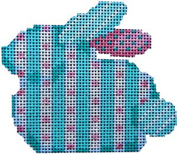 BR-308 Associated Talents Aqua Stripe/Dots Baby Bunny  3.25 x 2.75 18 Mesh