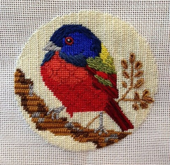 B325 Melissa Prince 4" round Painted Bunting