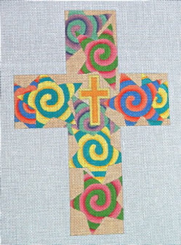 Ann Wheat Pace 101AC Large Cross 18 Mesh 6.75"x 9"  Spiral Stars With Stitch Guide