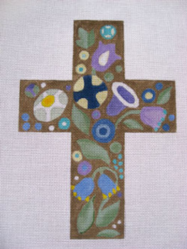 Ann Wheat Pace 101AT  Large Cross 18 Mesh 6.75"x 9" Deco Floral With Stitch Guide