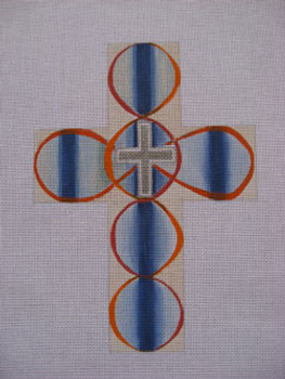 Ann Wheat Pace 101AZ Large Cross 18 Mesh 6.75"x 9"  Blue Sky With Stitch Guide