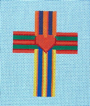 Ann Wheat Pace 101d Large Cross 18 Mesh 6.75"x 9" Bright Stripe With Stitch Guide