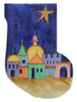 MNS-229 Renaissance Designs 18 Mesh MINI STOCKING OH LITTLE TOWN... 4 x 6