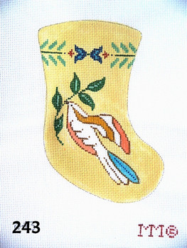 Stocking 243 Dove Holding Olive Branch/ Gold Bkgd. 4" x 6" 18 Mesh MM Designs